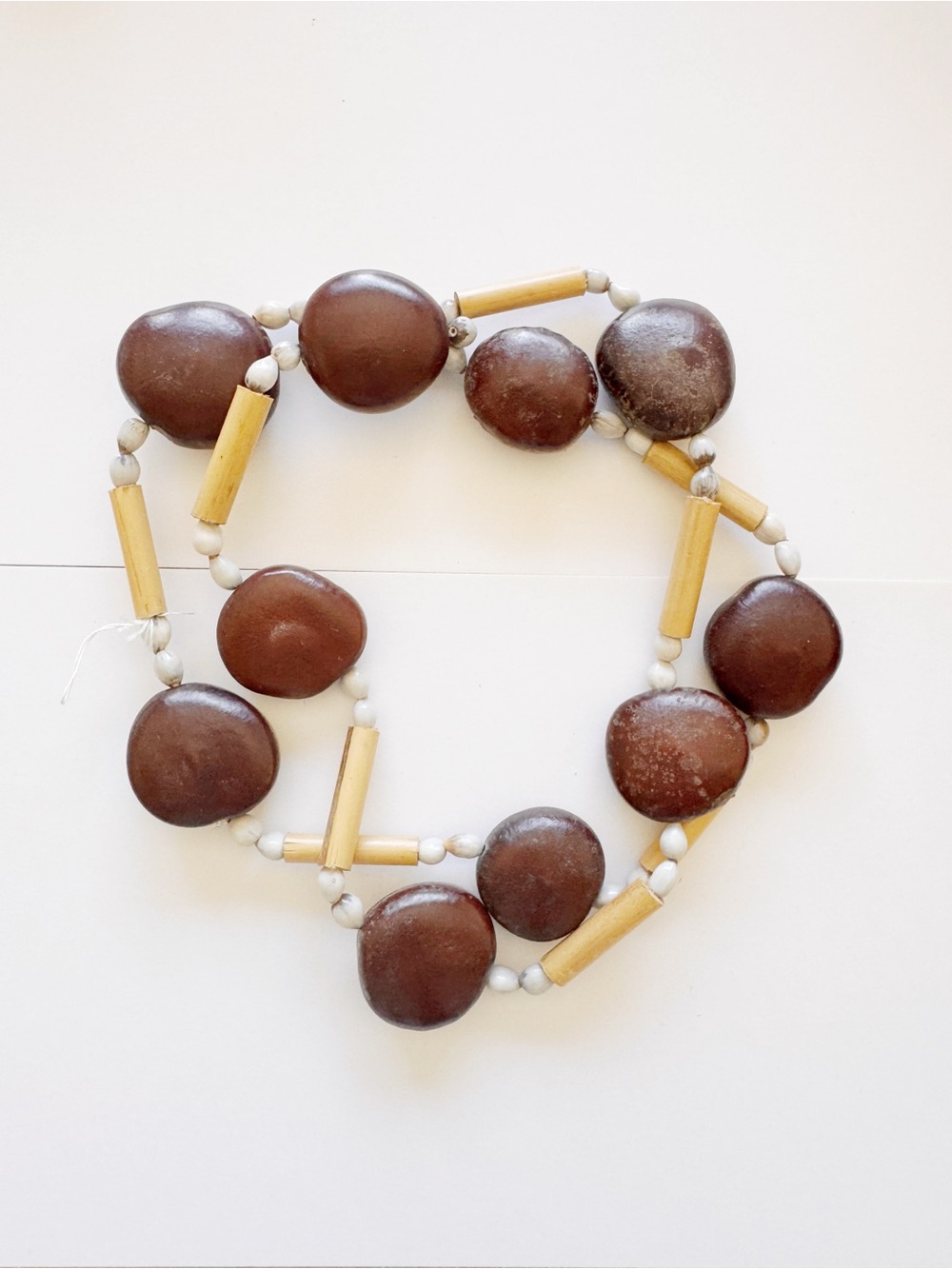 Boho Brown Disc & Bamboo Bead Necklace